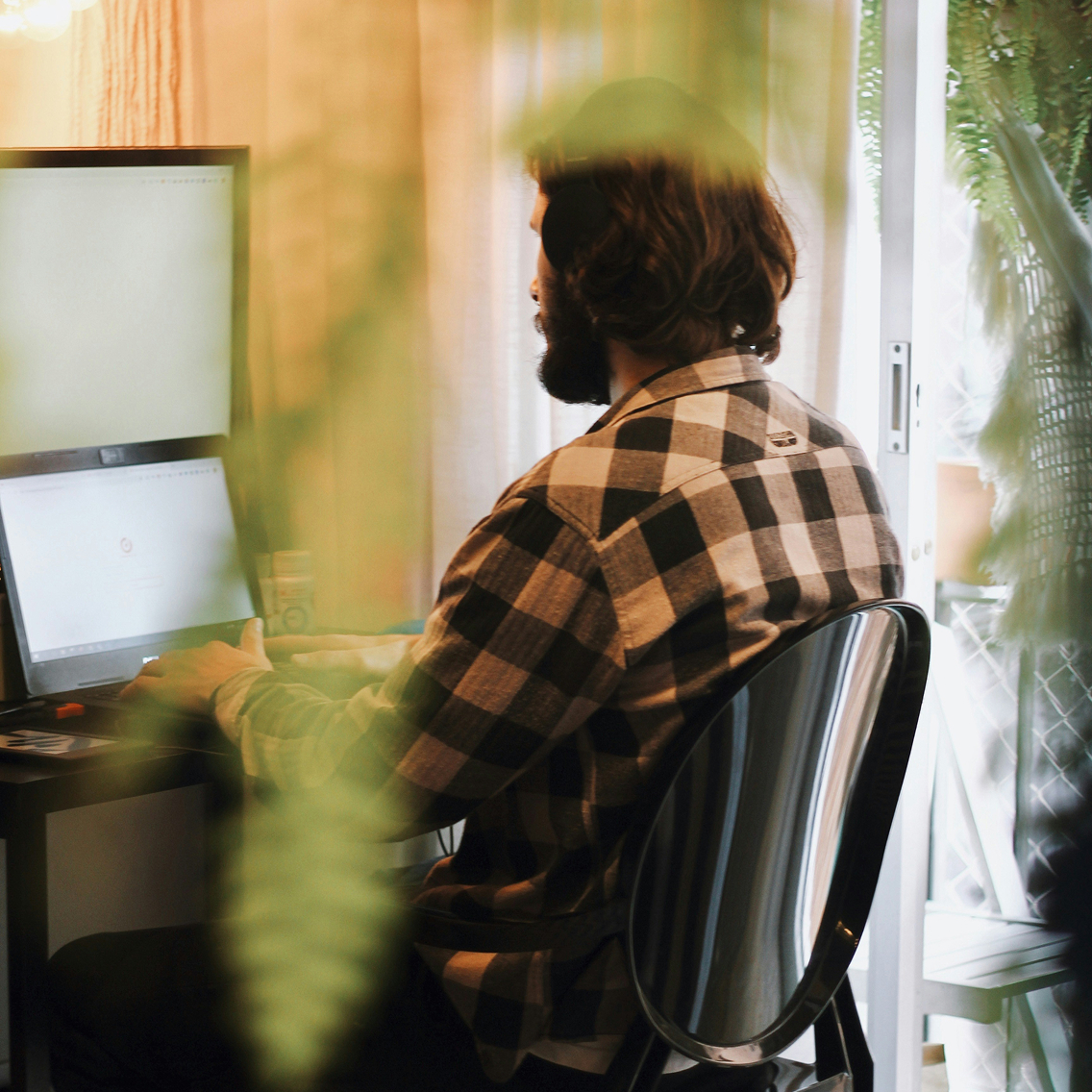 Person sitting in front of computer